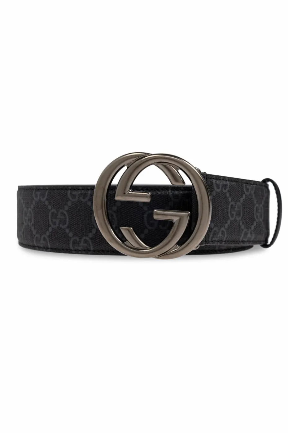 Gucci CZARNY Pasek z płótna `GG Supreme`