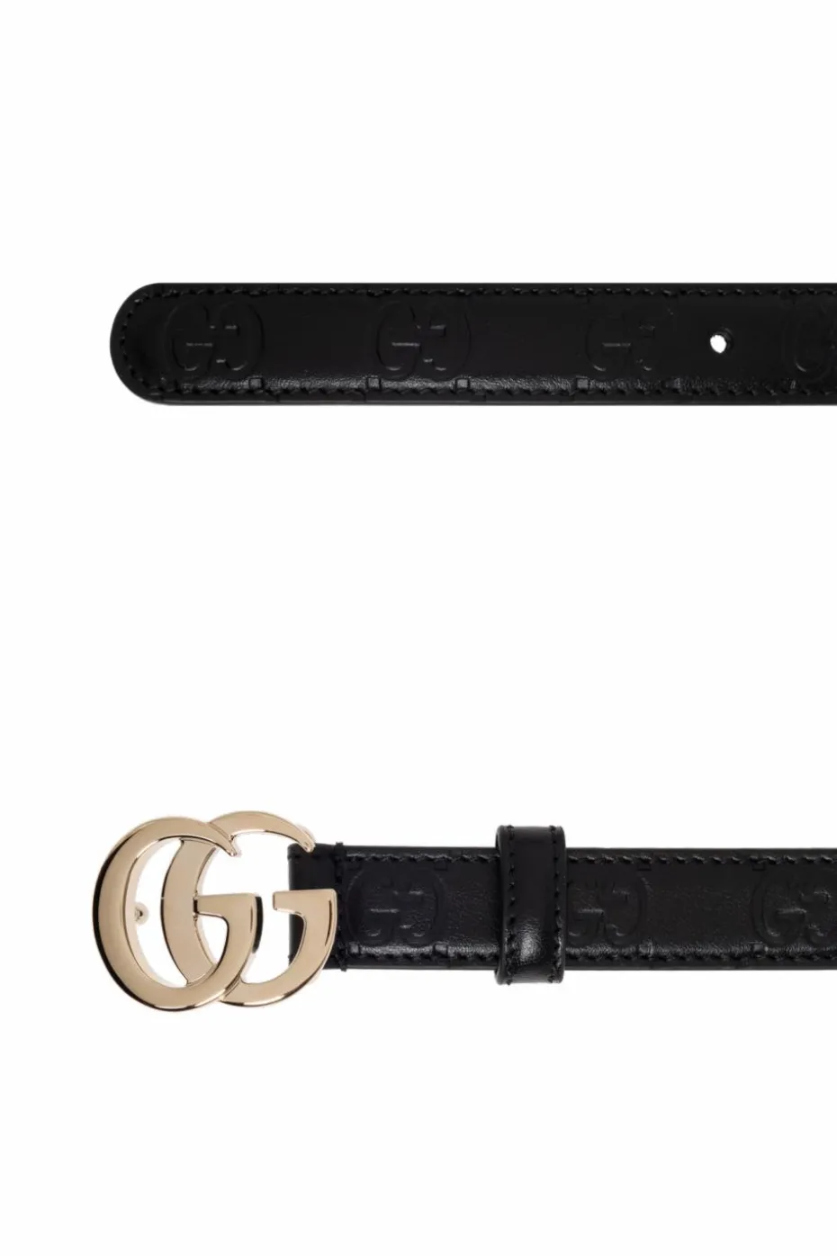 Gucci CZARNY Pasek z wytłoczonym logo