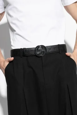Gucci CZARNY PASEK ZE SKÓRY 'GUCCISSIMA'