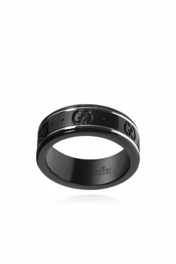 Gucci CZARNY Pierścień z monogramem