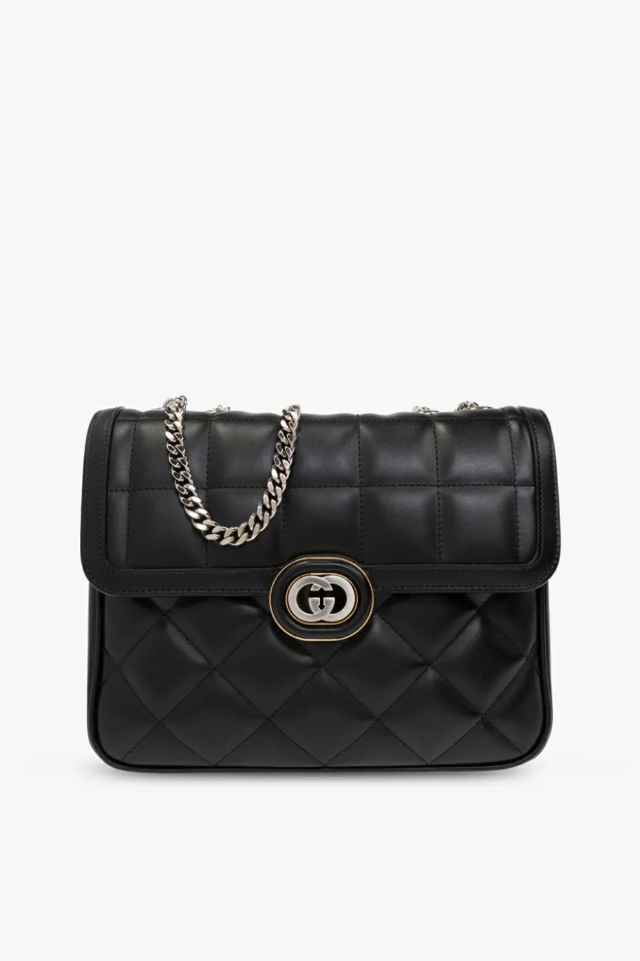 Gucci CZARNY Pikowana torba na ramię ‘Deco Small’