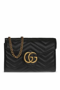 Gucci CZARNY Pikowana torba na ramię 'GG Marmont'