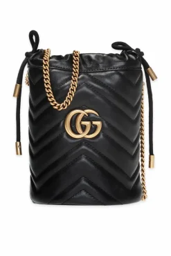Gucci CZARNY Pikowana torba na ramię ‘GG Marmont’