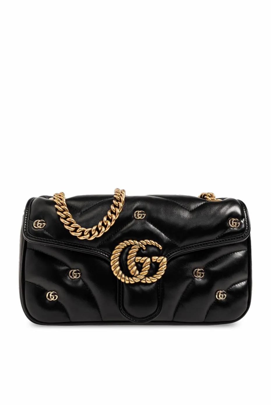 Gucci CZARNY Pikowana torba na ramię ‘GG Marmont Small’