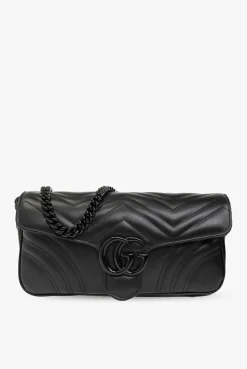 Gucci CZARNY Pikowana torba na ramię ‘GG Marmont 2.0’