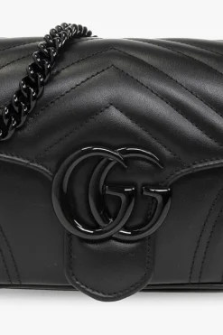 Gucci CZARNY Pikowana torba na ramię ‘GG Marmont 2.0’