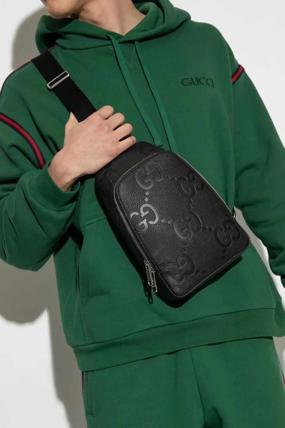 Gucci CZARNY Plecak na jedno ramię ‘Jumbo GG’