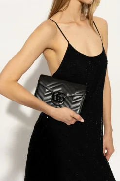 Gucci CZARNY Portfel na łańcuchu ‘GG Marmont Mini’