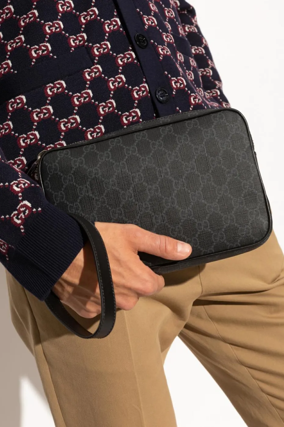 Gucci CZARNY Saszetka z paskiem na nadgarstek