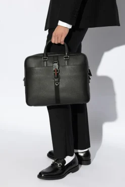 Gucci CZARNY Skórzana aktówka