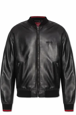 Gucci CZARNY Skórzana kurtka typu `bomber`