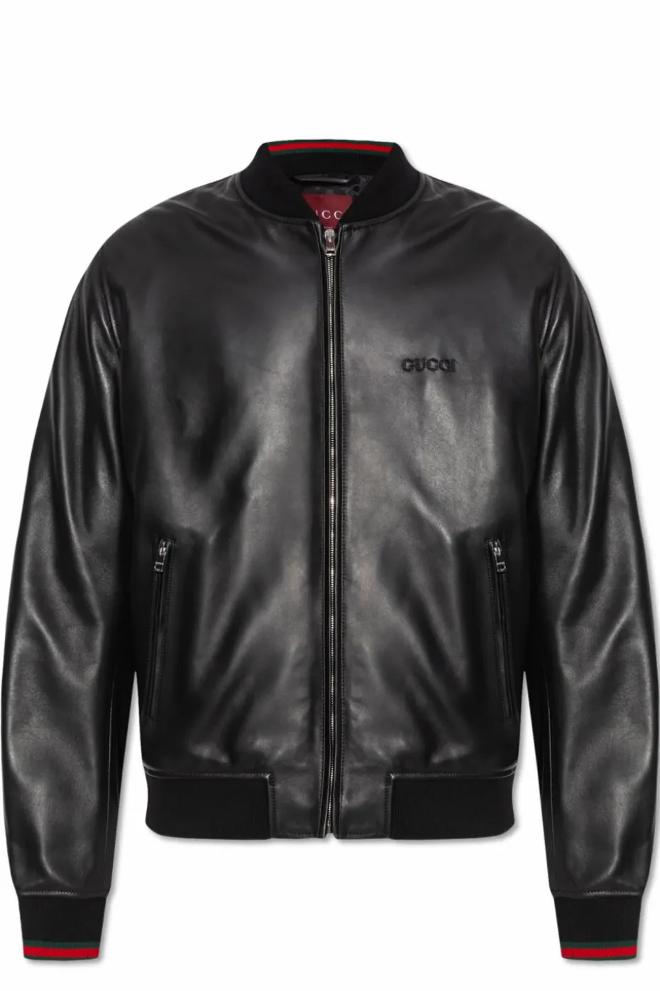 Gucci CZARNY Skórzana kurtka typu `bomber`