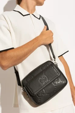 Gucci CZARNY Skórzana torba na ramię