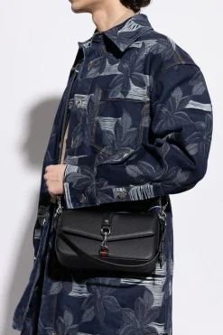 Gucci CZARNY Skórzana torba na ramię