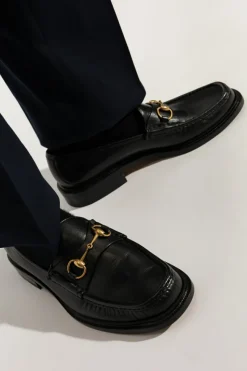 Gucci CZARNY Skórzane buty typu ‘loafers’