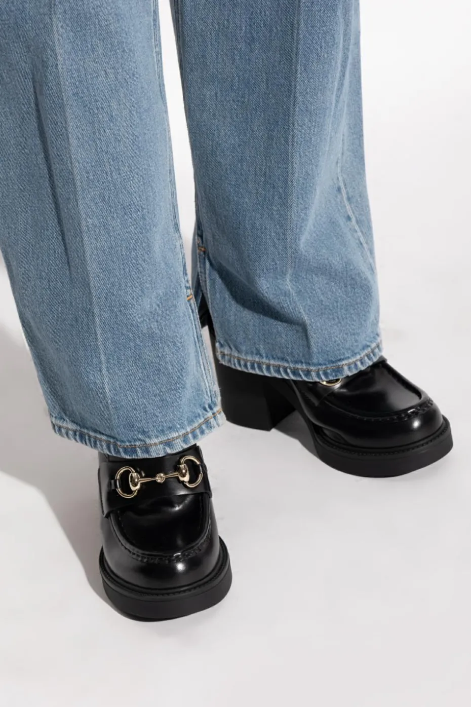 Gucci CZARNY Skórzane buty na obcasie