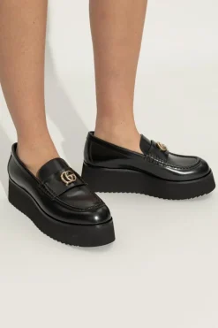 Gucci CZARNY Skórzane buty na platformie