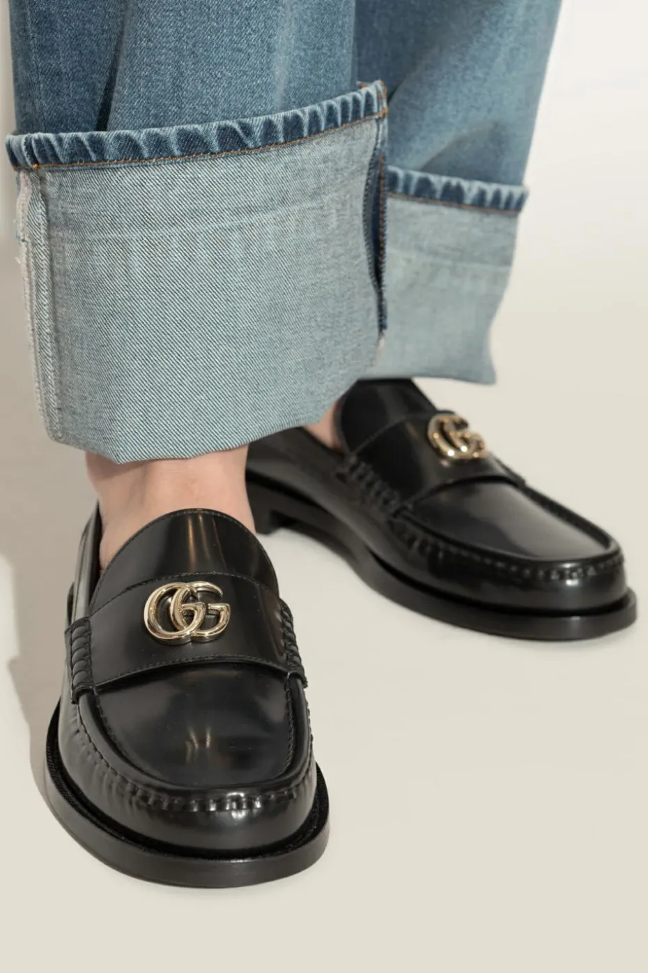 Gucci CZARNY Skórzane buty typu ‘loafers’