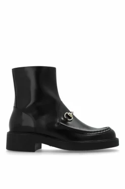Gucci CZARNY Skórzane buty na obcasie