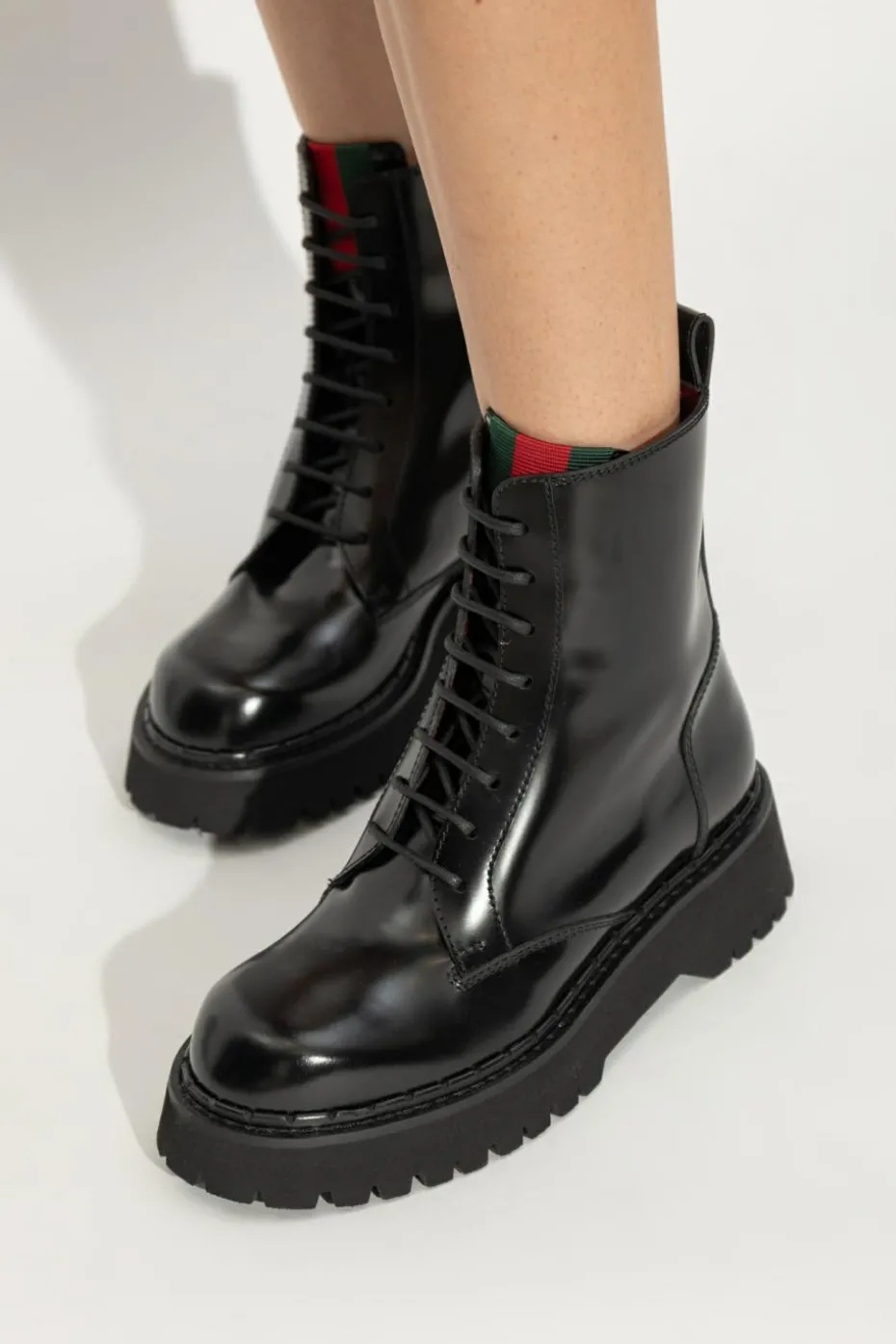 Gucci CZARNY Skórzane buty