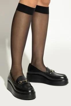 Gucci CZARNY Skórzane buty na platformie