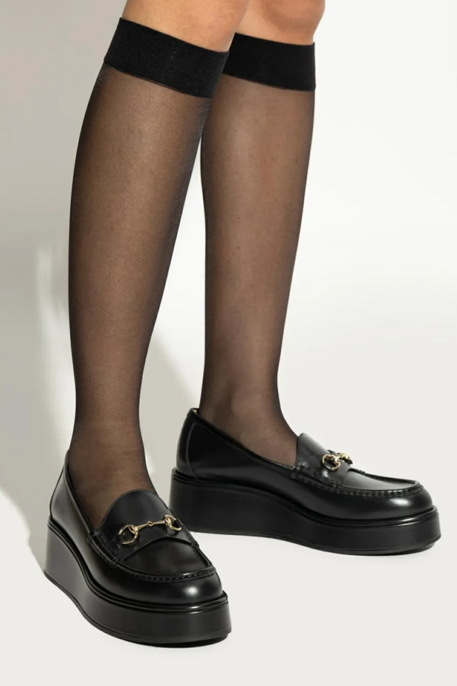 Gucci CZARNY Skórzane buty na platformie