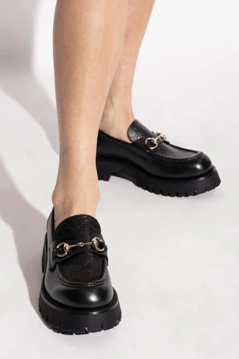 Gucci CZARNY Skórzane buty typu `loafers`