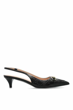 Gucci CZARNY Skórzane buty na obcasie