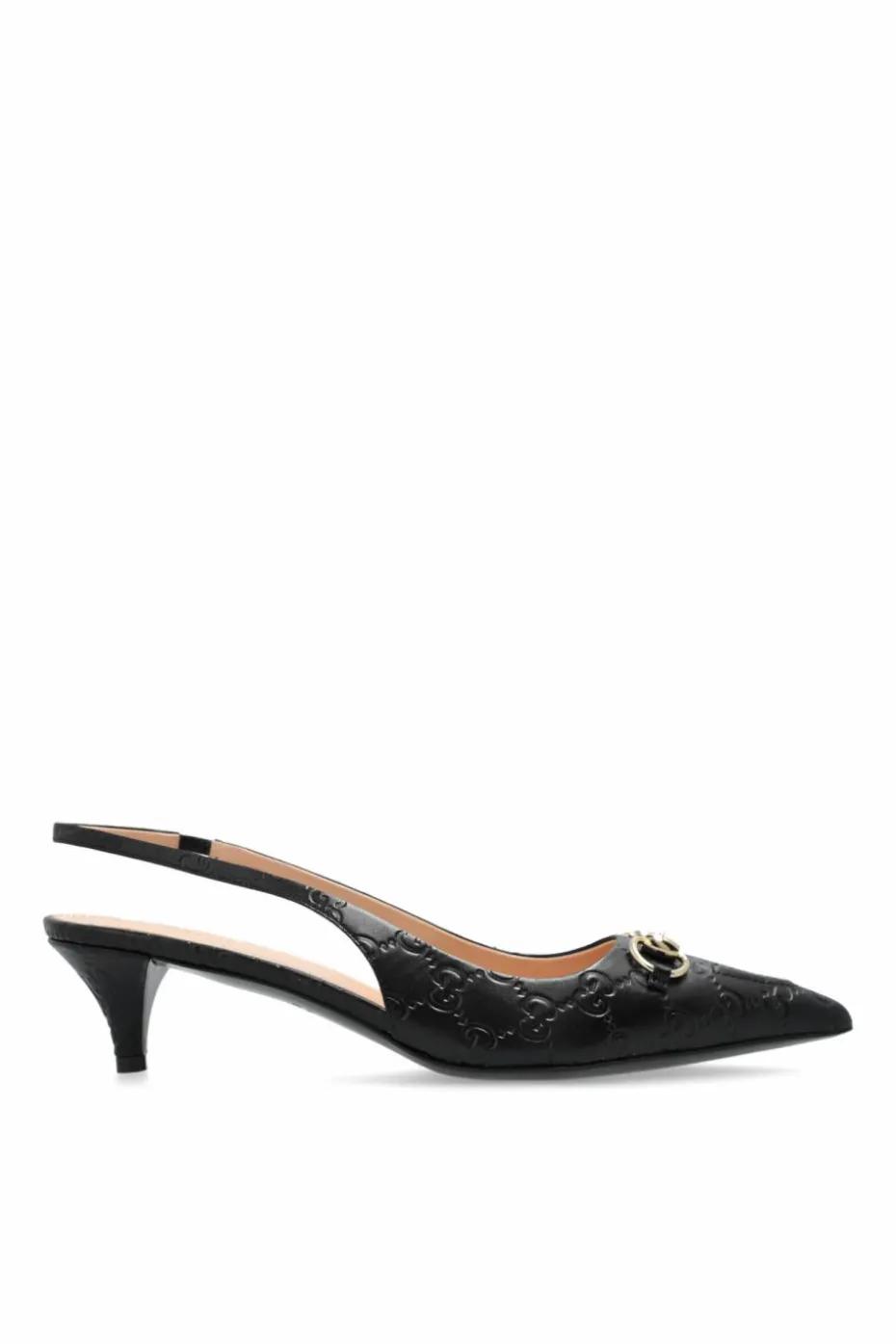 Gucci CZARNY Skórzane buty na obcasie