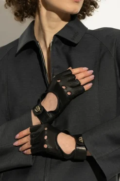 Gucci CZARNY Skórzane rękawice
