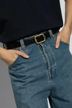 Gucci CZARNY Skórzany pasek