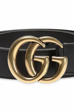 Gucci CZARNY Skórzany pasek