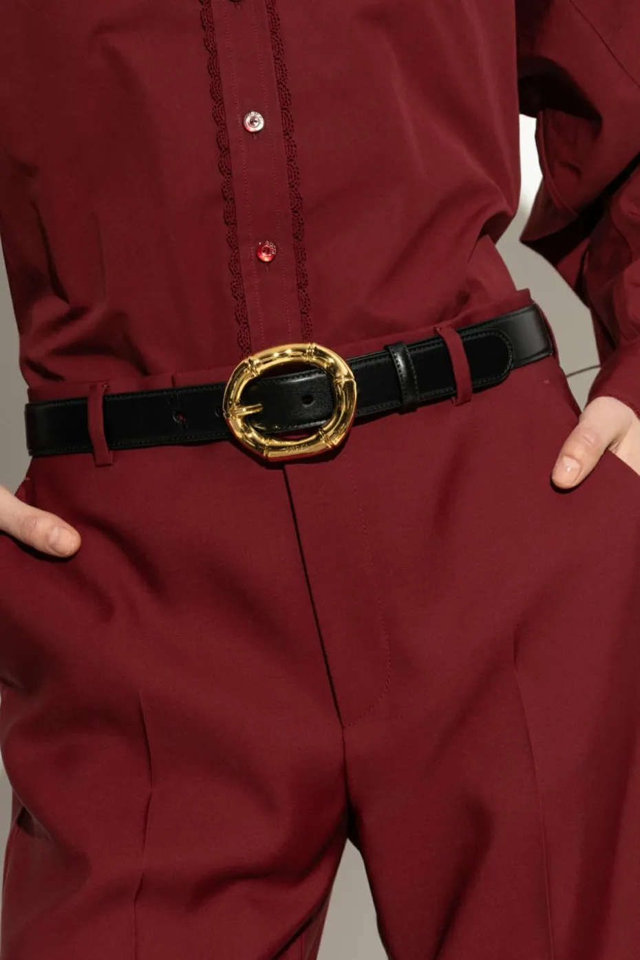 Gucci CZARNY Skórzany pasek