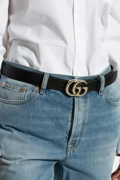 Gucci CZARNY Skórzany pasek