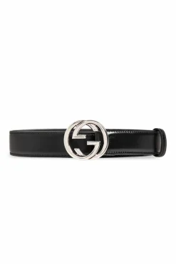 Gucci CZARNY Skórzany pasek
