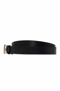 Gucci CZARNY Skórzany pasek z logo