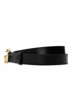 Gucci CZARNY Skórzany pasek z logo