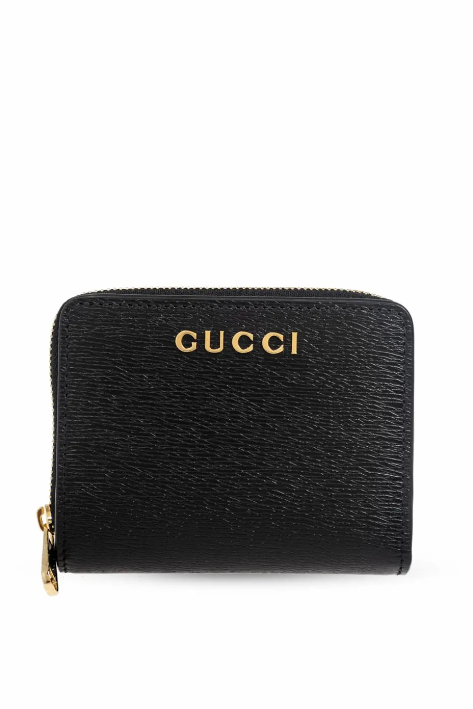 Gucci CZARNY Skórzany portfel z logo