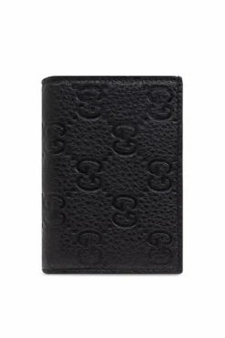 Gucci CZARNY Skórzany portfel z logo