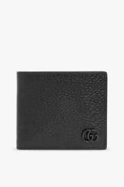 Gucci CZARNY Skórzany portfel z logo