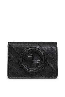 Gucci CZARNY Skórzany portfel z logo