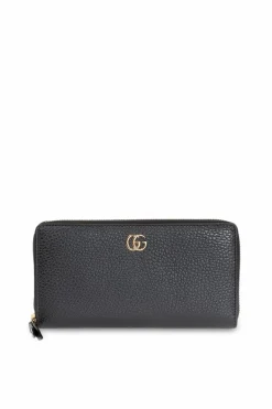Gucci CZARNY Skórzany portfel z logo