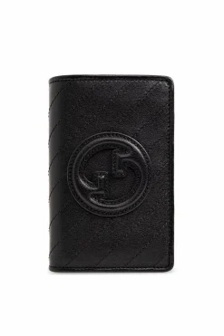 Gucci CZARNY Skórzany portfel z logo