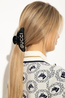 Gucci CZARNY Spinka do włosów z logo