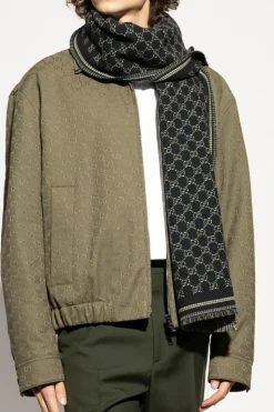 Gucci CZARNY Szal z monogramem