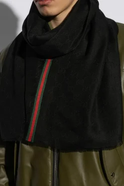 Gucci CZARNY Szal z monogramem