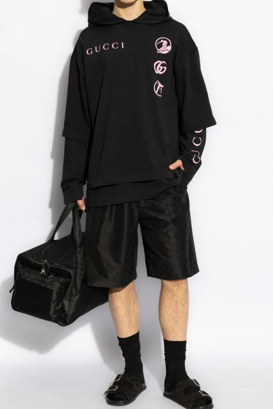 Gucci CZARNY Szorty ze wzorem `GG`