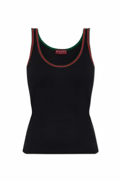 Gucci CZARNY Top z charakterystycznym paskiem `Web`