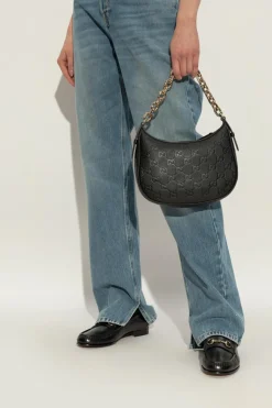 Gucci CZARNY Torba do ręki `GG Emblem Super Small`