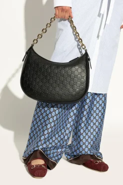 Gucci CZARNY Torba na ramię ze wzorem `GG`